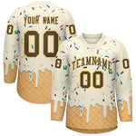 Custom Cream Light Brown Ice Cream Pattern Personalized V-Neck Hockey Jersey | BuyFootballJersey