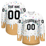 Custom White Black Ice Cream Pattern Personalized V-Neck Hockey Jersey | BuyFootballJersey