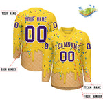 Custom Gold Purple Ice Cream Pattern Personalized V-Neck Hockey Jersey | BuyFootballJersey