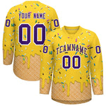 Custom Gold Purple Ice Cream Pattern Personalized V-Neck Hockey Jersey | BuyFootballJersey