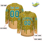 Custom Old Gold Teal Ice Cream Pattern Personalized V-Neck Hockey Jersey | BuyFootballJersey