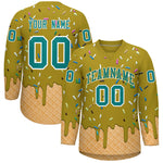 Custom Old Gold Teal Ice Cream Pattern Personalized V-Neck Hockey Jersey | BuyFootballJersey