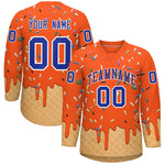 Custom Orange Royal Blue Ice Cream Pattern Personalized V-Neck Hockey Jersey | BuyFootballJersey