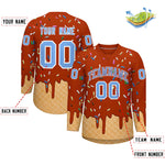 Custom Dark Orange Light Blue Ice Cream Pattern Personalized V-Neck Hockey Jersey | BuyFootballJersey