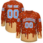 Custom Dark Orange Light Blue Ice Cream Pattern Personalized V-Neck Hockey Jersey | BuyFootballJersey