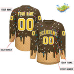 Custom Light Brown Gold Ice Cream Pattern Personalized V-Neck Hockey Jersey | BuyFootballJersey