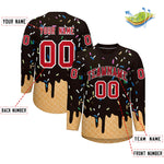 Custom Brown Red Ice Cream Pattern Personalized V-Neck Hockey Jersey | BuyFootballJersey