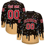 Custom Brown Red Ice Cream Pattern Personalized V-Neck Hockey Jersey | BuyFootballJersey