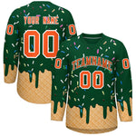 Custom Green Orange Ice Cream Pattern Personalized V-Neck Hockey Jersey | BuyFootballJersey