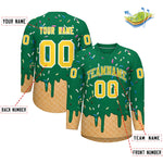 Custom Kelly Green Gold Ice Cream Pattern Personalized V-Neck Hockey Jersey | BuyFootballJersey