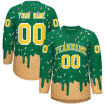 Custom Kelly Green Gold Ice Cream Pattern Personalized V-Neck Hockey Jersey | BuyFootballJersey