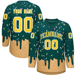 Custom Midnight Green Gold Ice Cream Pattern Personalized V-Neck Hockey Jersey | BuyFootballJersey