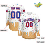 Custom White Royal Blue Ice Cream Pattern Personalized V-Neck Hockey Jersey | BuyFootballJersey