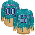 Custom Teal Purple Ice Cream Pattern Personalized V-Neck Hockey Jersey | BuyFootballJersey