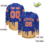 Custom Royal Blue Orange Ice Cream Pattern Personalized V-Neck Hockey Jersey | BuyFootballJersey