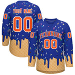 Custom Royal Blue Orange Ice Cream Pattern Personalized V-Neck Hockey Jersey | BuyFootballJersey