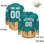 Custom Teal Silver Ice Cream Pattern Personalized V-Neck Hockey Jersey | BuyFootballJersey