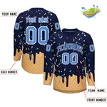 Custom Navy Powder Blue Ice Cream Pattern Personalized V-Neck Hockey Jersey | BuyFootballJersey