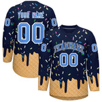 Custom Navy Powder Blue Ice Cream Pattern Personalized V-Neck Hockey Jersey | BuyFootballJersey
