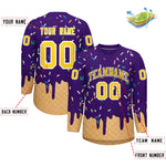 Custom Purple Gold Ice Cream Pattern Personalized V-Neck Hockey Jersey | BuyFootballJersey