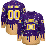 Custom Purple Gold Ice Cream Pattern Personalized V-Neck Hockey Jersey | BuyFootballJersey