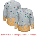 Custom Silver Pink Ice Cream Pattern Personalized V-Neck Hockey Jersey | BuyFootballJersey