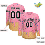 Custom Light Pink Black Ice Cream Pattern Personalized V-Neck Hockey Jersey | BuyFootballJersey