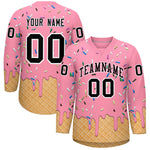 Custom Light Pink Black Ice Cream Pattern Personalized V-Neck Hockey Jersey | BuyFootballJersey