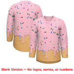Custom Light Pink Black Ice Cream Pattern Personalized V-Neck Hockey Jersey | BuyFootballJersey