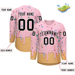 Custom Light Pink Black Ice Cream Pattern Personalized V-Neck Hockey Jersey | BuyFootballJersey