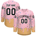 Custom Light Pink Black Ice Cream Pattern Personalized V-Neck Hockey Jersey | BuyFootballJersey