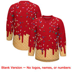 Custom Red Gold Ice Cream Pattern Personalized V-Neck Hockey Jersey | BuyFootballJersey