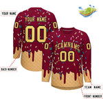 Custom Crimson Khaki Ice Cream Pattern Personalized V-Neck Hockey Jersey | BuyFootballJersey