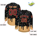 Custom Black Crimson Ice Cream Pattern Personalized V-Neck Hockey Jersey | BuyFootballJersey