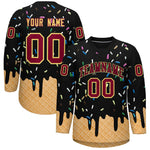 Custom Black Crimson Ice Cream Pattern Personalized V-Neck Hockey Jersey | BuyFootballJersey