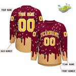 Custom Crimson Gold Ice Cream Pattern Personalized V-Neck Hockey Jersey | BuyFootballJersey