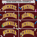 Custom Burgundy Gold Ice Cream Pattern Personalized V-Neck Hockey Jersey | BuyFootballJersey