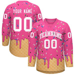 Custom Pink White Ice Cream Pattern Personalized V-Neck Hockey Jersey | BuyFootballJersey
