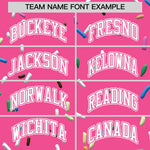 Custom Pink White Ice Cream Pattern Personalized V-Neck Hockey Jersey | BuyFootballJersey