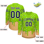 Custom Neon Green Navy Ice Cream Pattern Personalized V-Neck Hockey Jersey | BuyFootballJersey