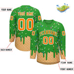 Custom Light Green Orange Ice Cream Pattern Personalized V-Neck Hockey Jersey | BuyFootballJersey