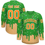 Custom Light Green Orange Ice Cream Pattern Personalized V-Neck Hockey Jersey | BuyFootballJersey
