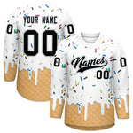 Custom White Black Ice Cream Pattern Personalized V-Neck Hockey Jersey | BuyFootballJersey