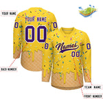 Custom Gold Purple Ice Cream Pattern Personalized V-Neck Hockey Jersey | BuyFootballJersey