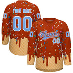 Custom Dark Orange Light Blue Ice Cream Pattern Personalized V-Neck Hockey Jersey | BuyFootballJersey