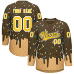 Custom Light Brown Gold Ice Cream Pattern Personalized V-Neck Hockey Jersey | BuyFootballJersey