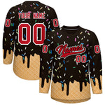 Custom Brown Red Ice Cream Pattern Personalized V-Neck Hockey Jersey | BuyFootballJersey