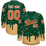 Custom Green Orange Ice Cream Pattern Personalized V-Neck Hockey Jersey | BuyFootballJersey
