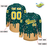 Custom Midnight Green Gold Ice Cream Pattern Personalized V-Neck Hockey Jersey | BuyFootballJersey