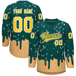 Custom Midnight Green Gold Ice Cream Pattern Personalized V-Neck Hockey Jersey | BuyFootballJersey